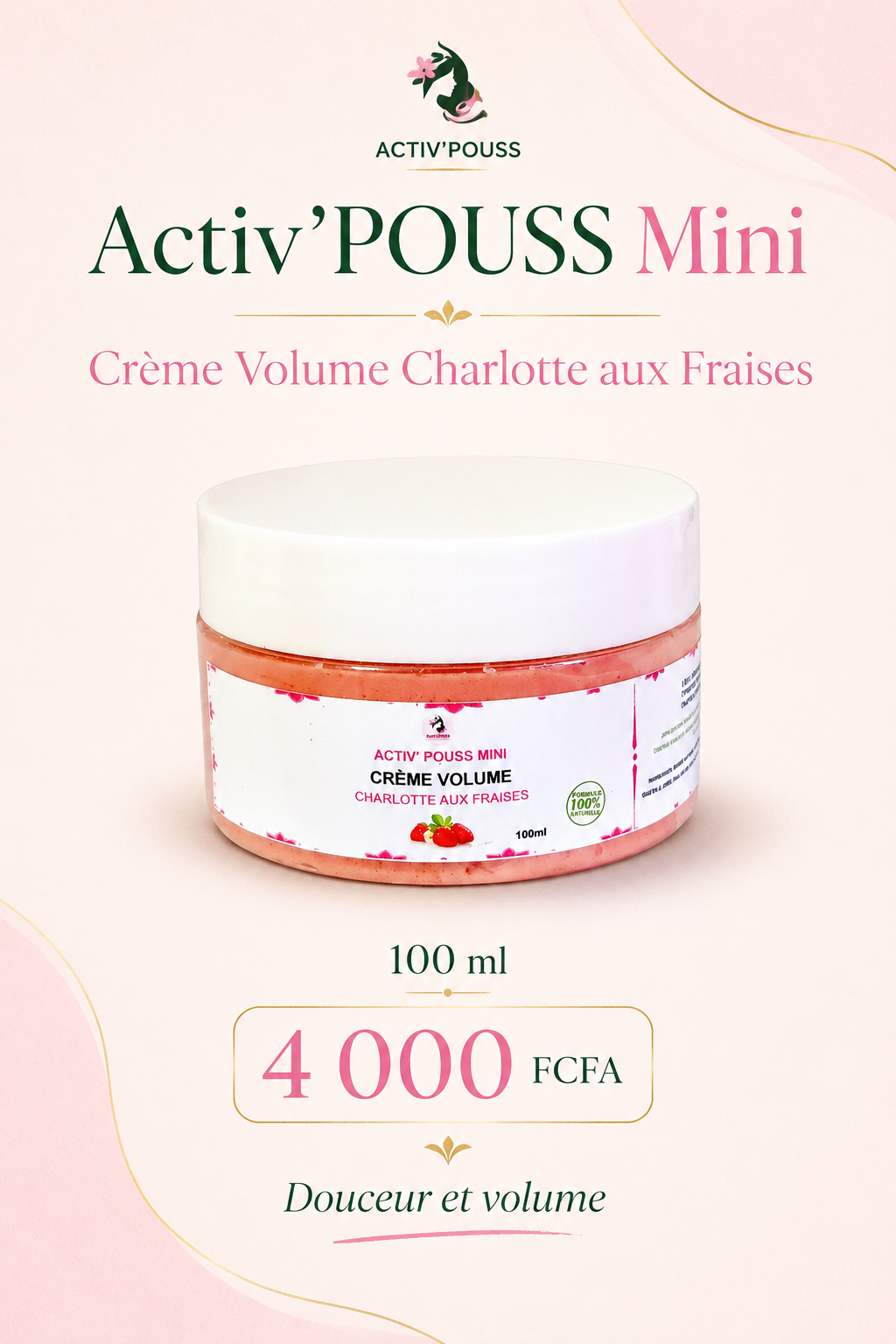 Affiche Crème Volume Charlotte aux Fraises Mini 100 ml, 4 000 FCFA